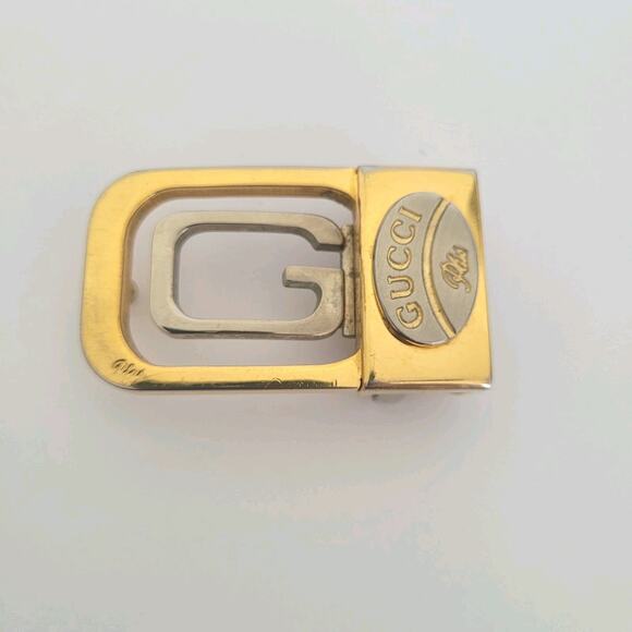 Gucci Plus Vintage Belt Buckle Replacement Gold Silver Tone G Logo Slim - Picture 1 of 7
